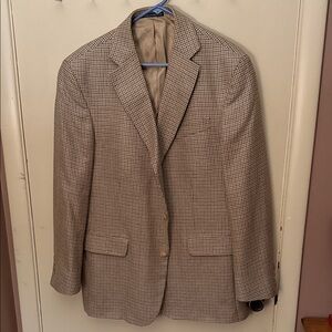 Lands' End Beige Checkered Blazer